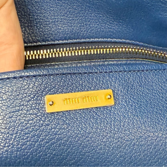 MIU MIU Tote Shoulder Crossbody Bag Leather Blue - Picture 12 of 15